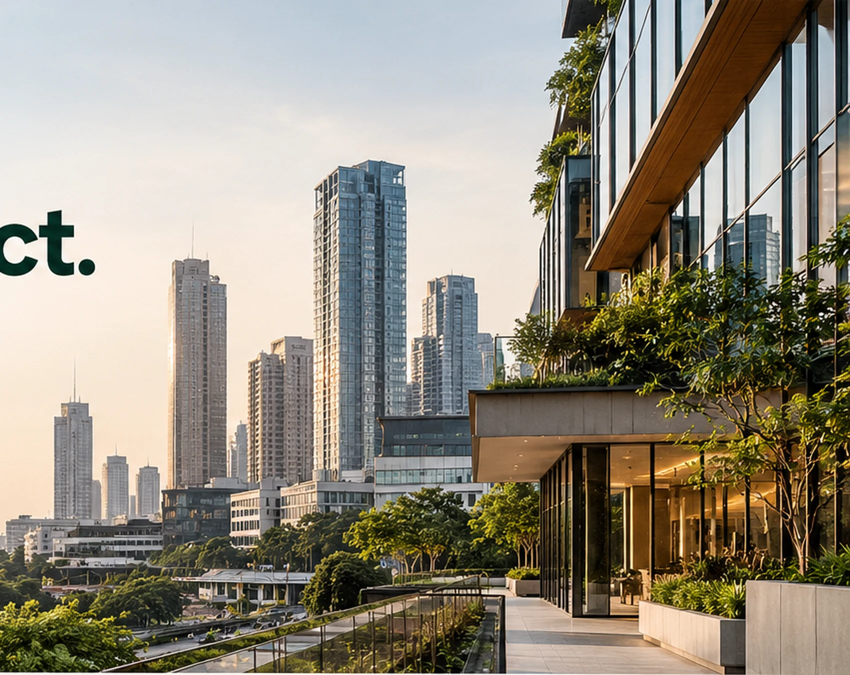 Contemporary urban commercial property and skyline